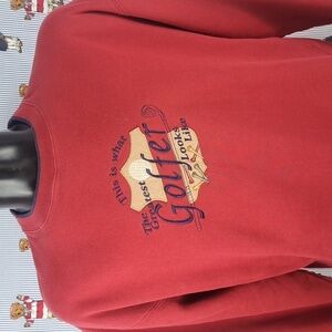 Y2K Greatest Golfer embroidered & patched golf spellout XL burgundy  sweatshirt